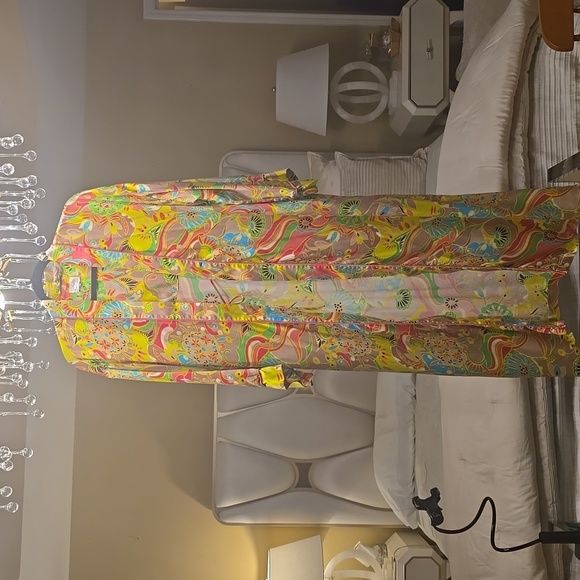 Trina Turk Multicolor Silk Floral Robe - Picture 1 of 15
